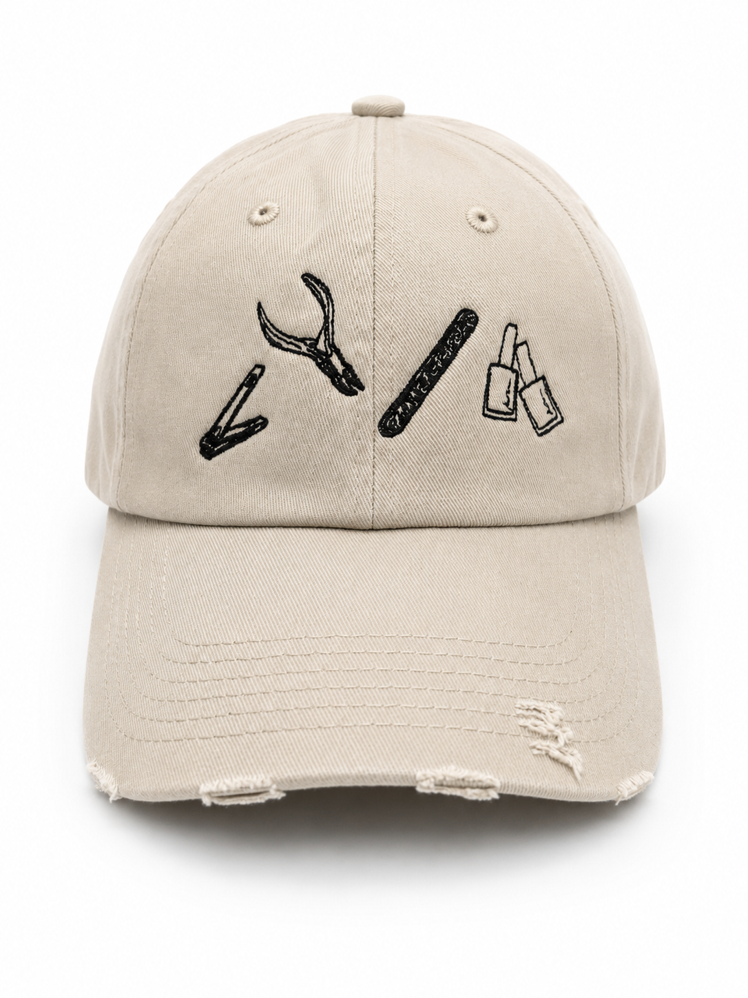 Distressed Nail Accessories Cap (Tan)