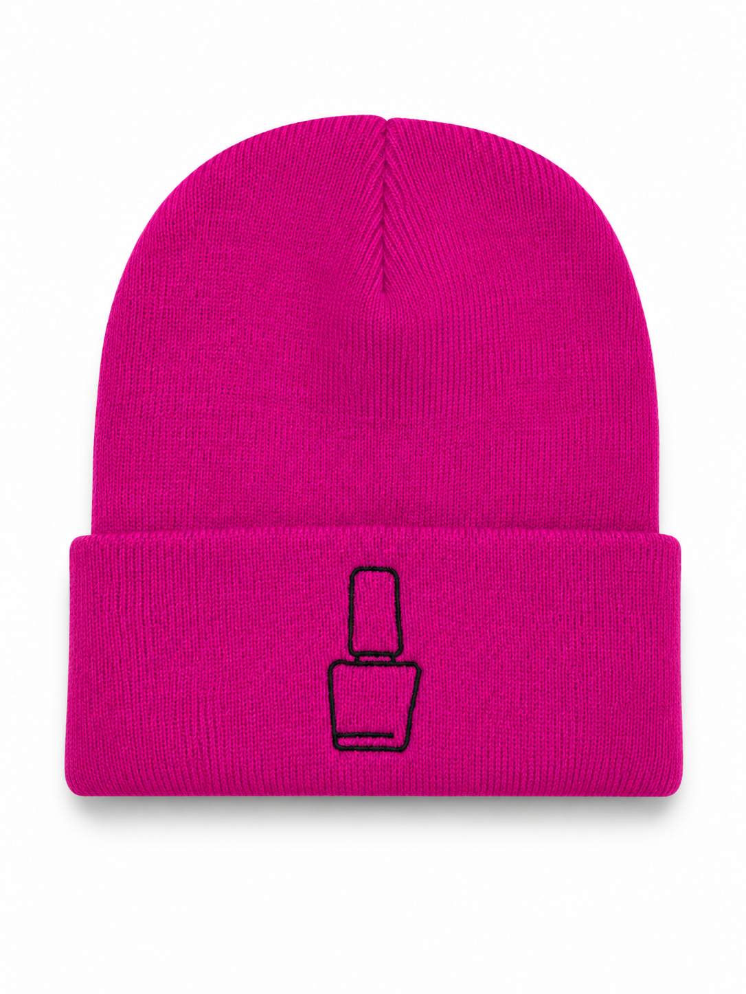 Solid Cuffed Polish Beanie (Neon Fuchsia)