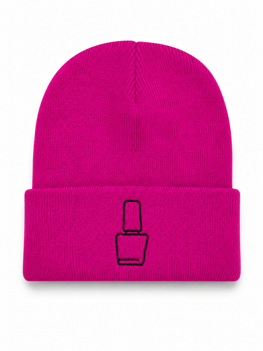 Solid Cuffed Polish Beanie (Neon Fuchsia)