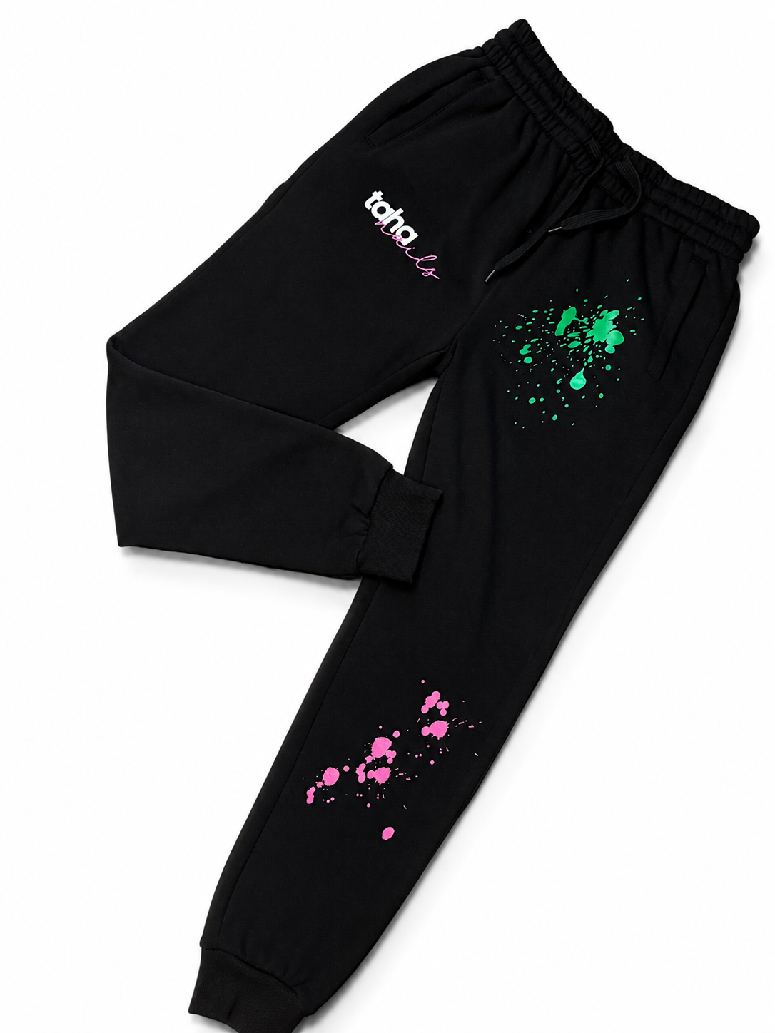 Unisex Fleece Painted Joggers (Black)