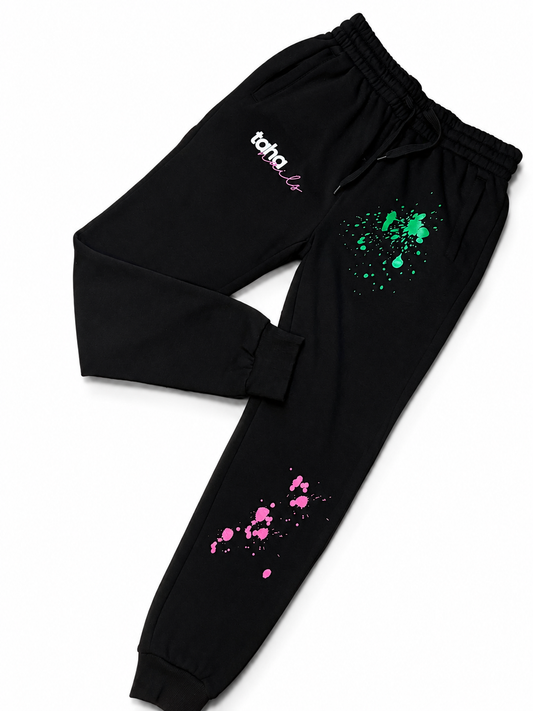 Unisex Fleece Painted Joggers (Black)